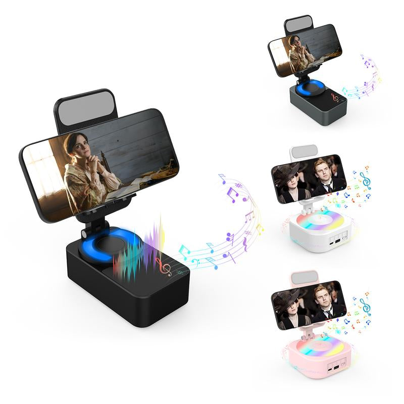 Elecomo Bluetooth Speaker with Charging and Cell Phone Stand,Best Speaker Stand for Iphone/Ipad/Samsung Galaxy,Hd Surround Sound Perfect for Home and Outdoors,Creative Gift