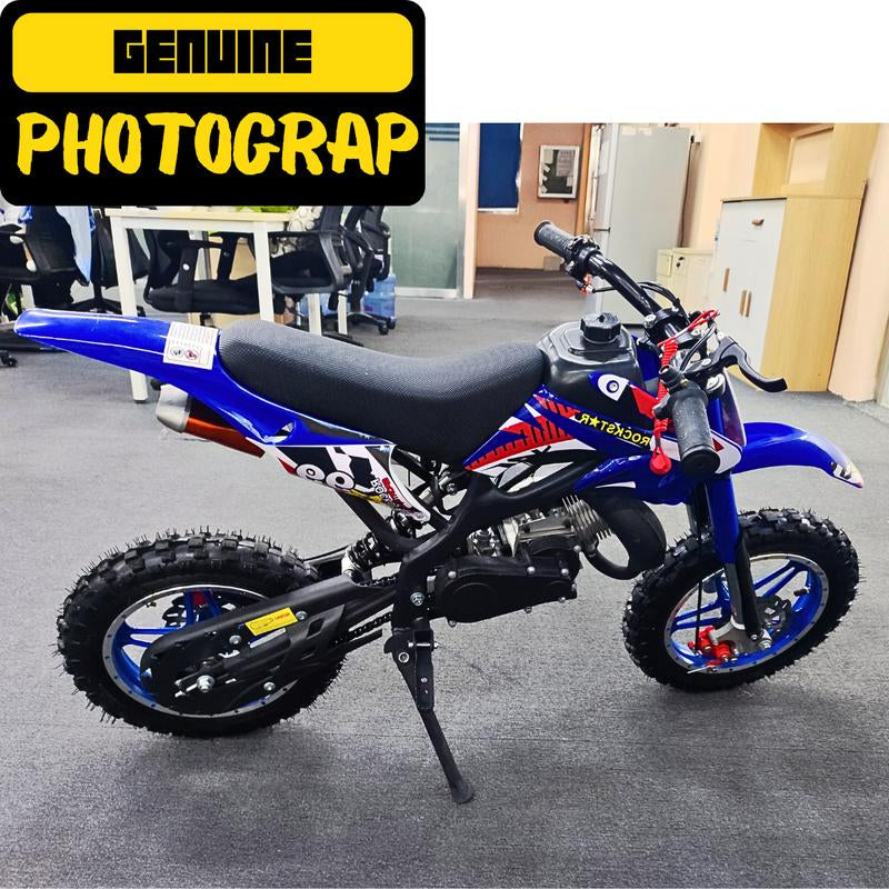 Blue Kids 49Cc 2-Stroke Gas Dirt Bike W/ Dual Disc Brakes & Max 40KM/H