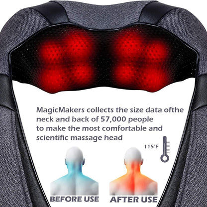 Massager with Heat - Deep Tissue Neck, Back & Shoulder Pain Relief - Ergonomic