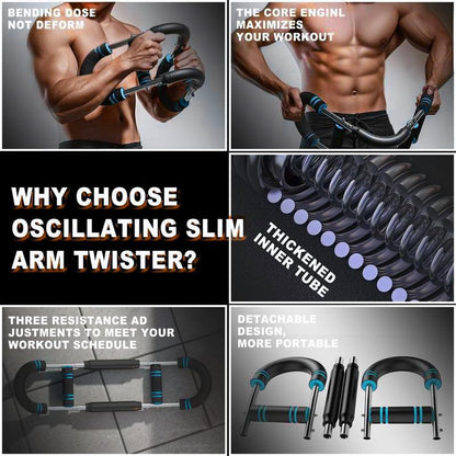 Men’S Arm Trainer, Adjustable Chest & Arm Strength Workout Bar, Portable Resistance Power Twister for Home Gym Training