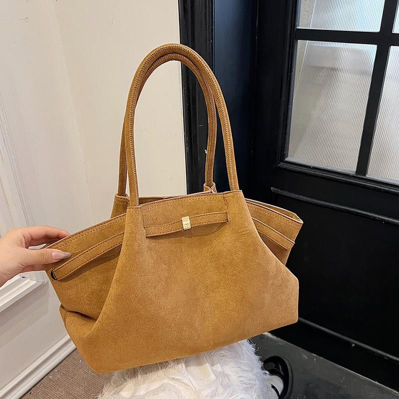 Suede Women'S New Autumn and Winter High-End Niche Design Large-Capacity Commuter Retro Handbag Perfect Mom a Fordable for Work Cute Work Suede Adjustable Strap Bucket Crossbody Purse Fall Handbag 2025 Large Capacity Women'S Bucket
