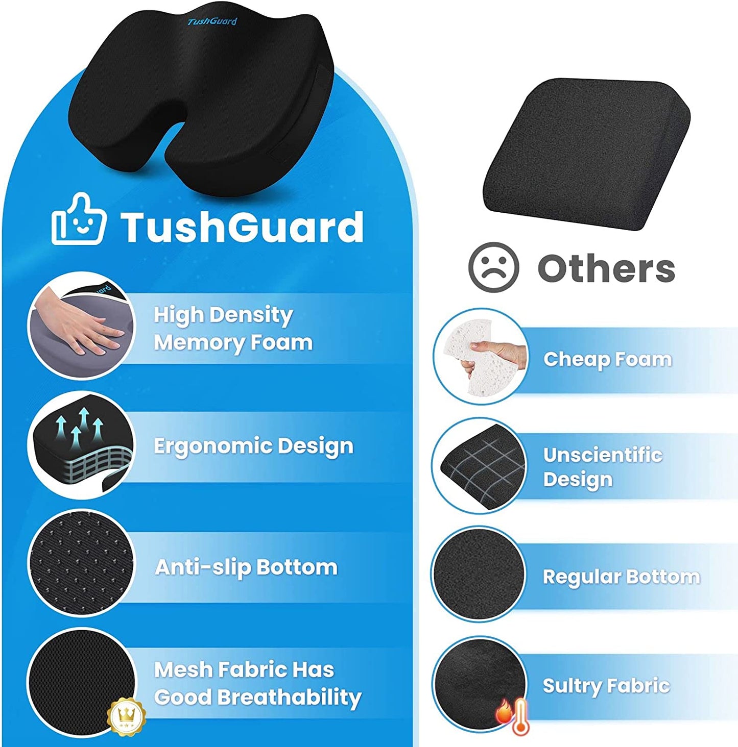 Memory Foam Seat Cushion,Non-Sl