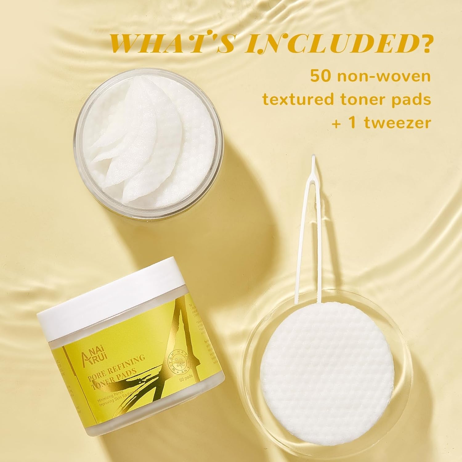 Pore Minimizing Pads, with Witch Hazel, PHA, Salicylic Acid, Niacinamide, Facial Toner for Exfoliation and Minimizing Pores, Improving Skin Tone, 50 Pads