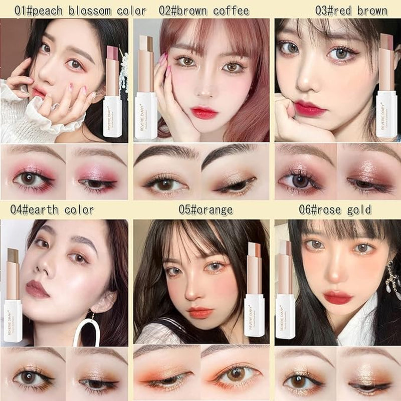 Color Gradient Eye Shadow Stick Set, Two-Color Eye Shadow Makeup Pen Rotation Flash Radiation Eye Shadow Stick Waterproof Sweat Proof Durable Women'S Eye Makeup Eye Shadow Stick Set (146)