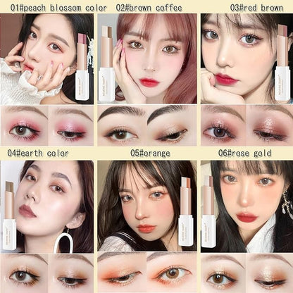 Color Gradient Eye Shadow Stick Set, Two-Color Eye Shadow Makeup Pen Rotation Flash Radiation Eye Shadow Stick Waterproof Sweat Proof Durable Women'S Eye Makeup Eye Shadow Stick Set (146)