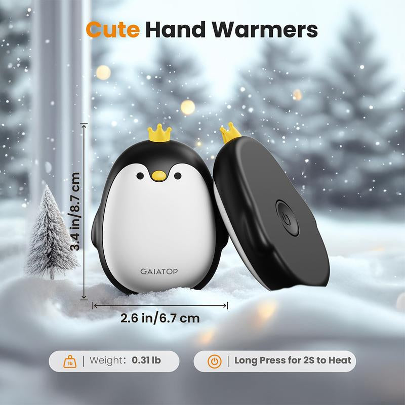 Stay Warm Anywhere GAIATOP Penguin Hand Warmers 2-Pack | 3 Heat Settings, Portable & Rechargeable | Camping, Hunting, Golf, Perfect Gift for Women & Men