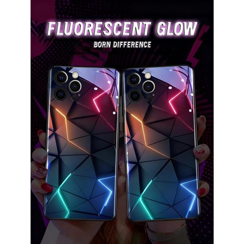 Lightning Fluorescent Geometric White Glass Apple Phone Case