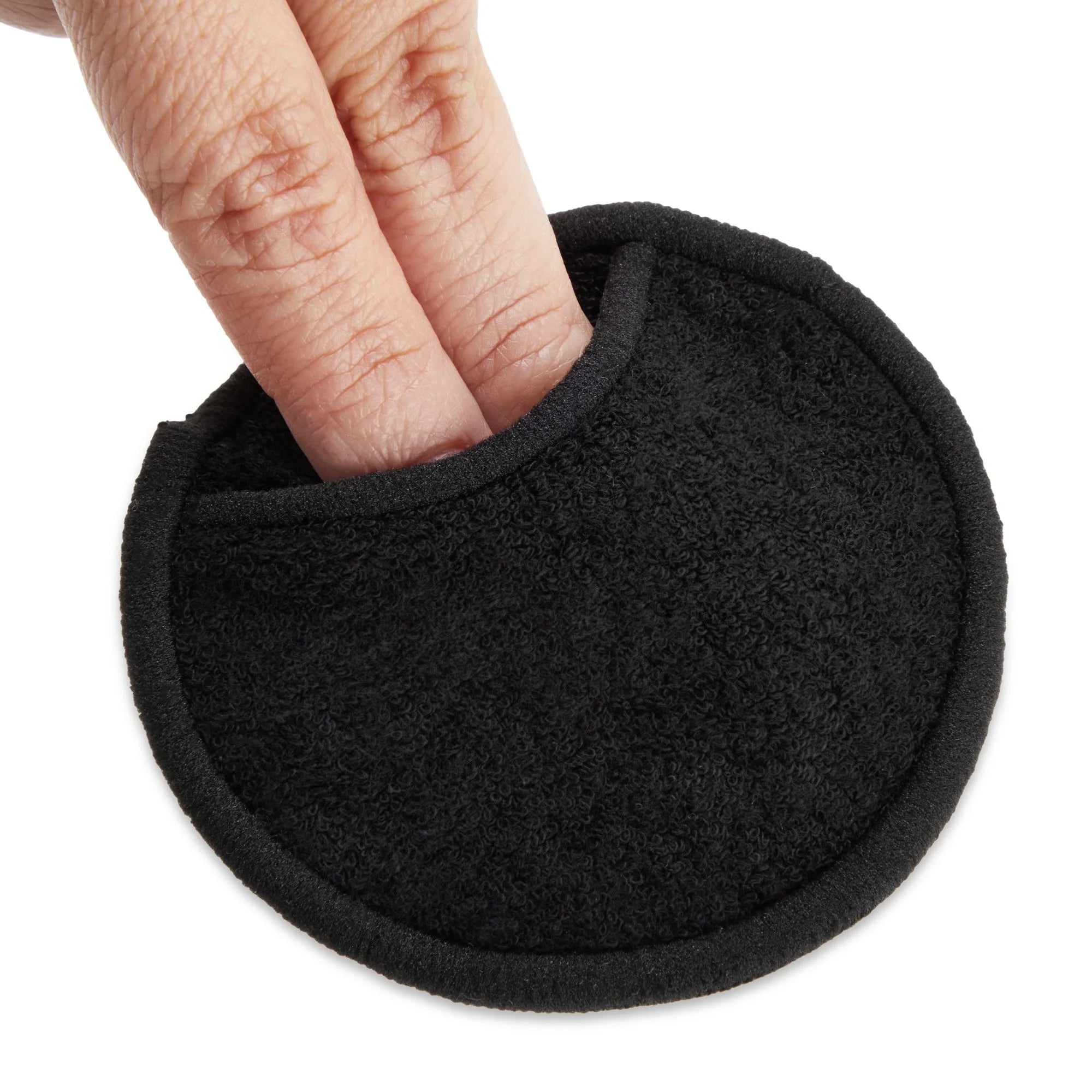 16 Pack Reusable Cotton Rounds for Makeup Removal with Bamboo Holder and Mesh Storage Bag (Black)