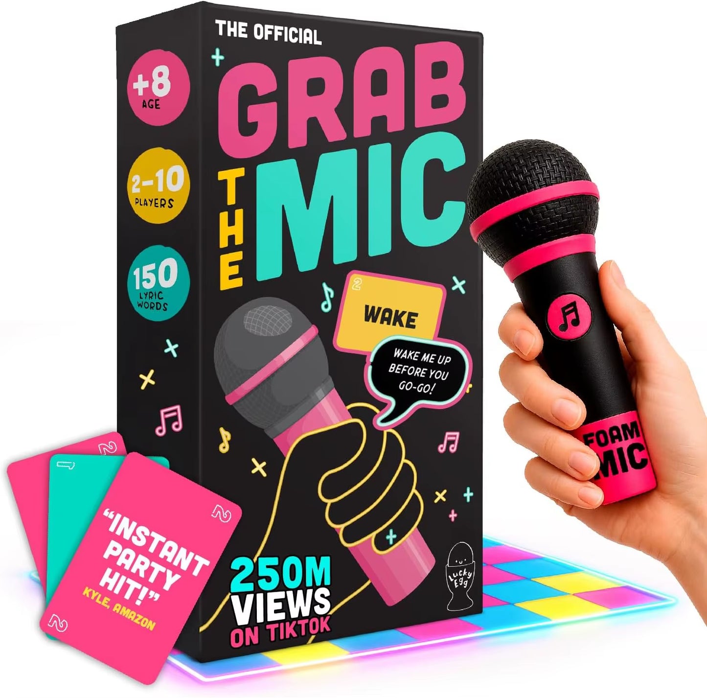 Lucky Egg Official Grab the Mic Family Karaoke Board Game 2-10 Players Game for Hilarious Game Nights Birthday Party Kids Gift