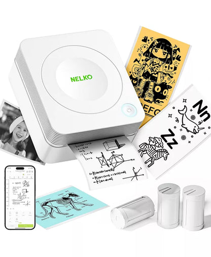 Sticker Printer, PM230 Mini Thermal Printer Bluetooth Portabel Sticker Maker with 3 Rolls of Paper, Print Pods Mini Printer with Multiple Templates for Phone & Tablet