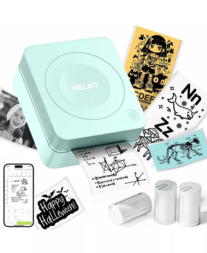 Sticker Printer, PM230 Mini Thermal Printer Bluetooth Portabel Sticker Maker with 3 Rolls of Paper, Print Pods Mini Printer with Multiple Templates for Phone & Tablet