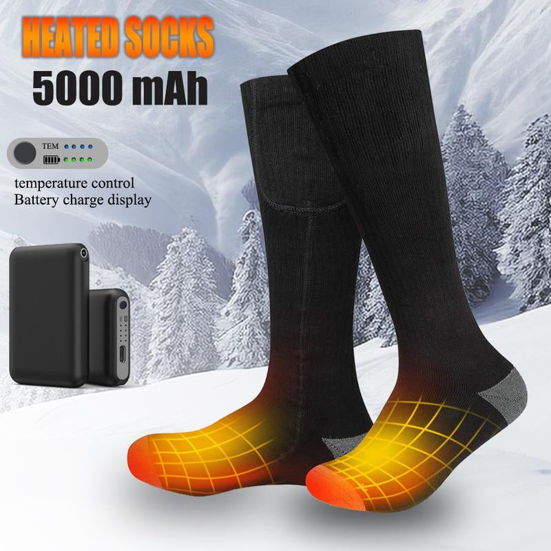 Heated Socks for Men Women Rechargeable Battery Powered Electric Thermal Heating Socks with 4 Heat Settings Foot Warmers for Cold Weather Hunting Hiking Outdoor Winter Work Sports Footwear
