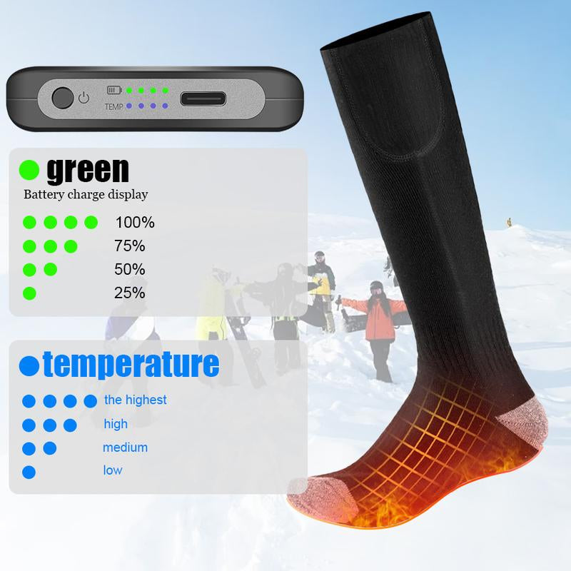 Heated Socks for Men Women Rechargeable Battery Powered Electric Thermal Heating Socks with 4 Heat Settings Foot Warmers for Cold Weather Hunting Hiking Outdoor Winter Work Sports Footwear