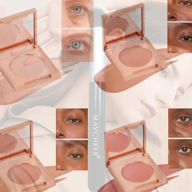 Maycheer-Soft Matte Waterproof Concealer Set 2 Pieces & Free Brush Colored Tone CC Eye Concealer Soft Matte Concealer Lightweight and Matte Adapts to Natural Skin Waterproof and Sweatproof Does Not Remove Makeup Concealer Cosmetic Box Moisturizer