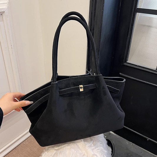 Suede Women'S New Autumn and Winter High-End Niche Design Large-Capacity Commuter Retro Handbag Perfect Mom a Fordable for Work Cute Work Suede Adjustable Strap Bucket Crossbody Purse Fall Handbag 2025 Large Capacity Women'S Bucket