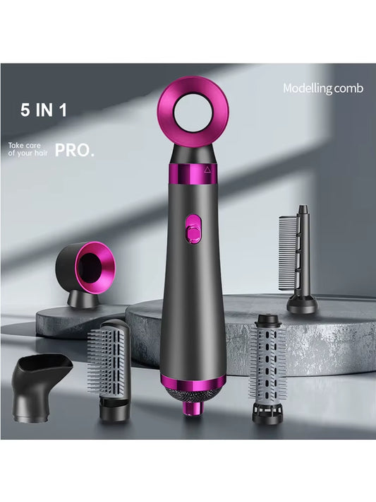 Hot Air Brush 5 in 1 Home Use Multi-Functional Hair Dryer Styler Curler Straightener Comb, 5-In-1 Hair Styling Tool Set Air Com