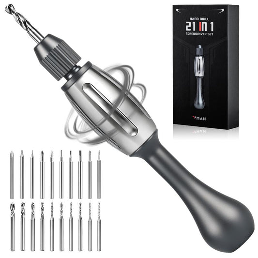 21-In-1 Screwdriver/Hand Drill – Super DIY & Repair Tool: Non-Slip Handle, S2 Precision Bits, Magnetic Quick-Change, Double Bearing Core for Jewelry, Wood, Plastic, Resin