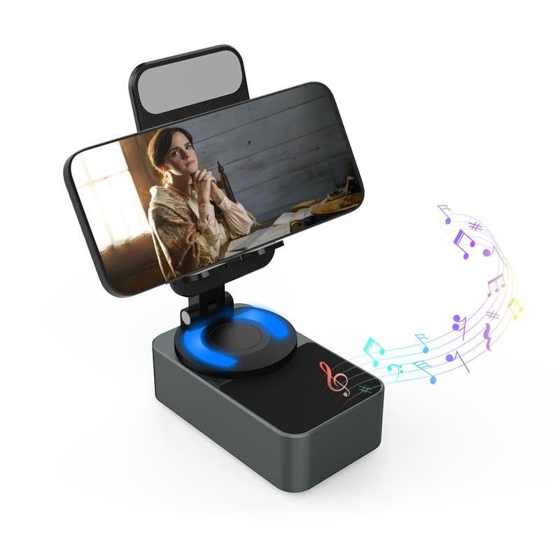 Elecomo Bluetooth Speaker with Charging and Cell Phone Stand,Best Speaker Stand for Iphone/Ipad/Samsung Galaxy,Hd Surround Sound Perfect for Home and Outdoors,Creative Gift