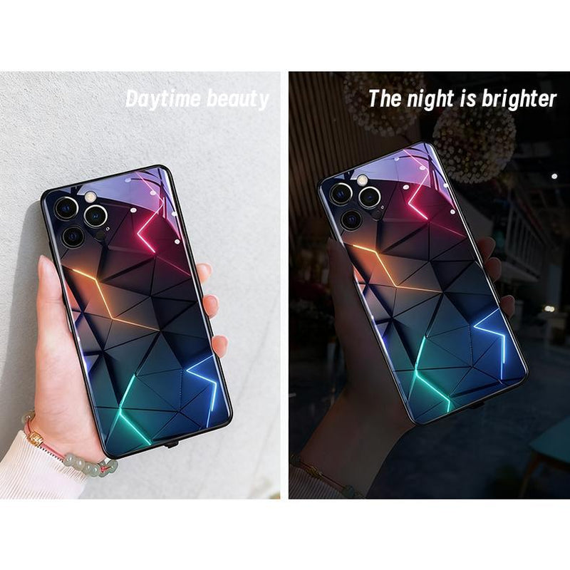 Lightning Fluorescent Geometric White Glass Apple Phone Case