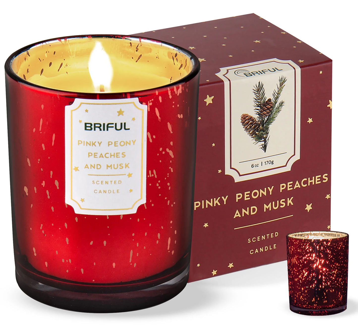 Scented Candles Pine Candle Aromatherapy Soy Candle Jar for Help Relaxing Stress Relief Candles Christmas Gifts Red