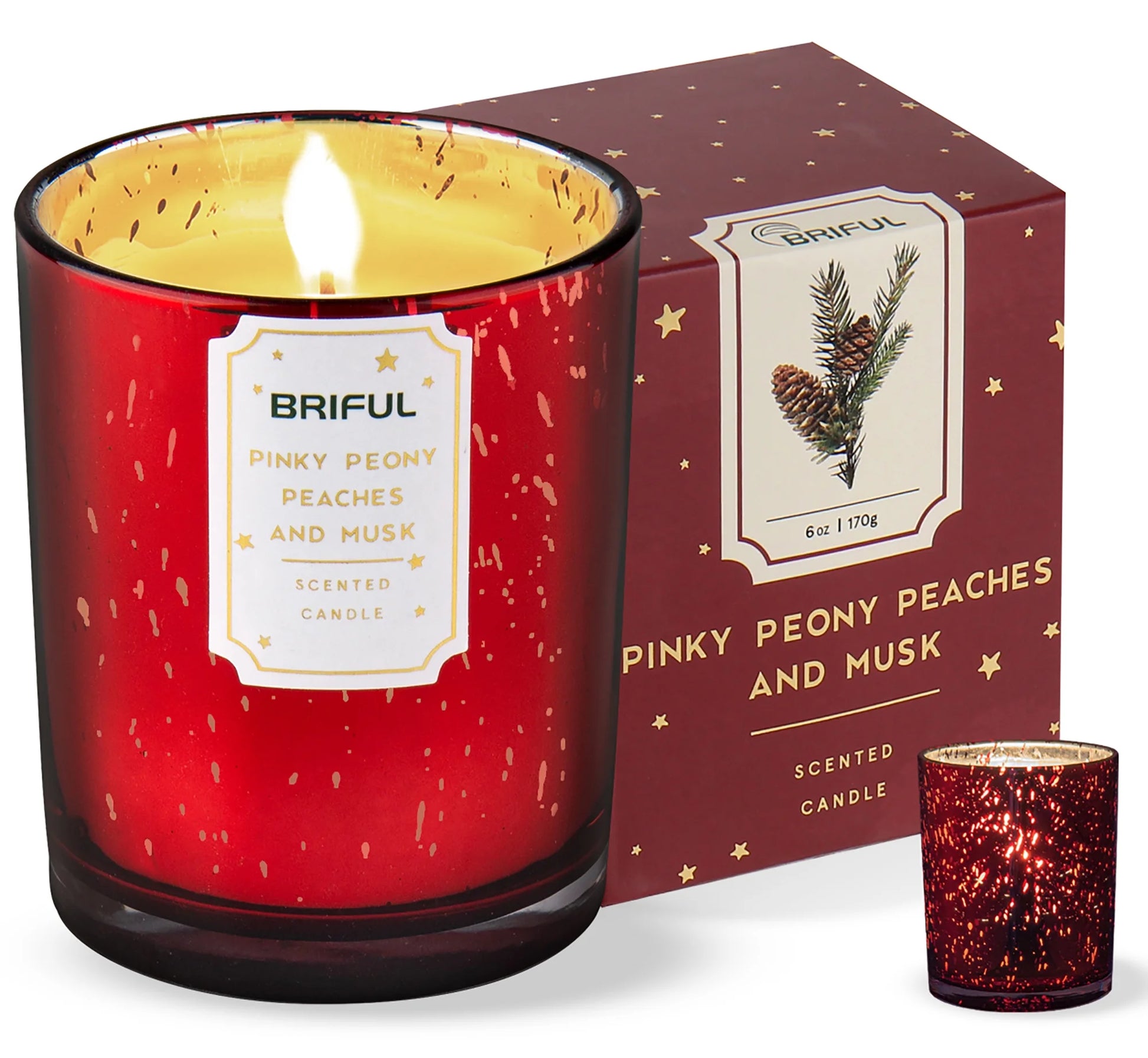 Scented Candles Pine Candle Aromatherapy Soy Candle Jar for Help Relaxing Stress Relief Candles Christmas Gifts Red