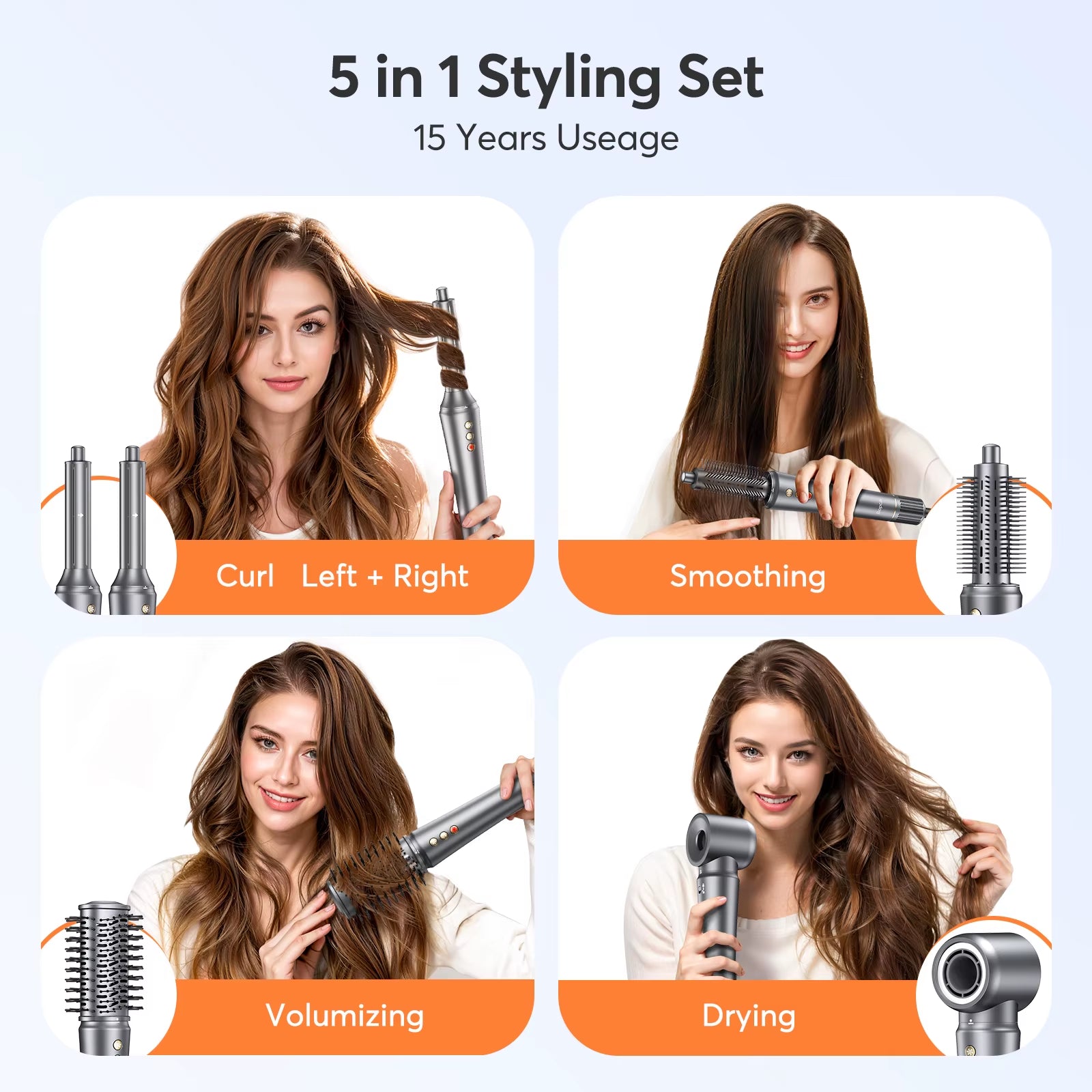 5 in 1 Hair Dryer,Multi Styling Tool,Straightener & 32Mm Curling 300 Million Negative Ions Hair Care 1-3 Mins Quick Drying Gifts