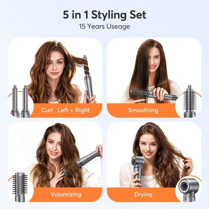 5 in 1 Hair Dryer,Multi Styling Tool,Straightener & 32Mm Curling 300 Million Negative Ions Hair Care 1-3 Mins Quick Drying Gifts