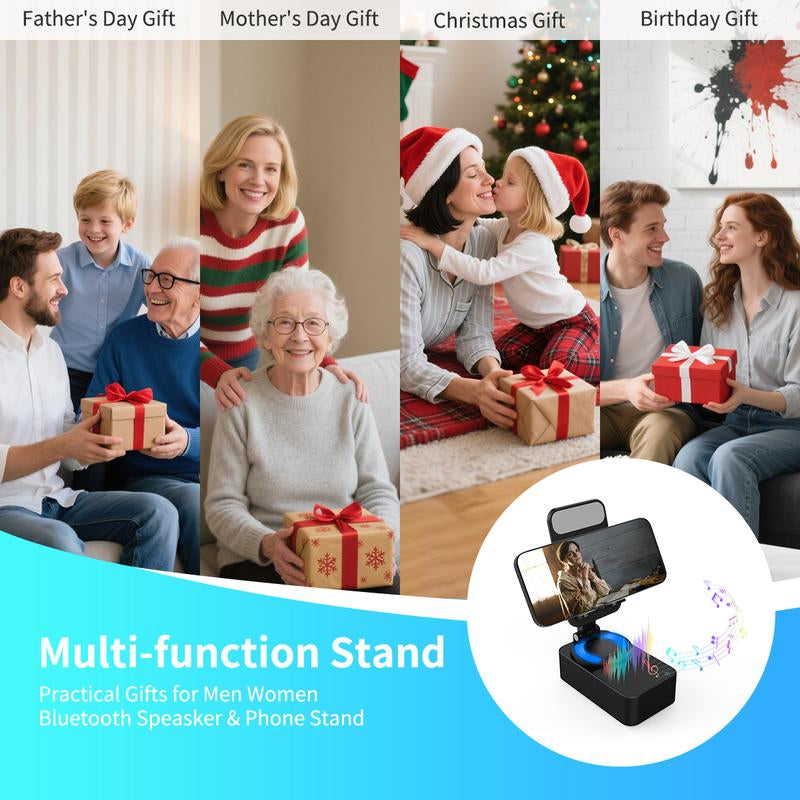 Elecomo Bluetooth Speaker with Charging and Cell Phone Stand,Best Speaker Stand for Iphone/Ipad/Samsung Galaxy,Hd Surround Sound Perfect for Home and Outdoors,Creative Gift