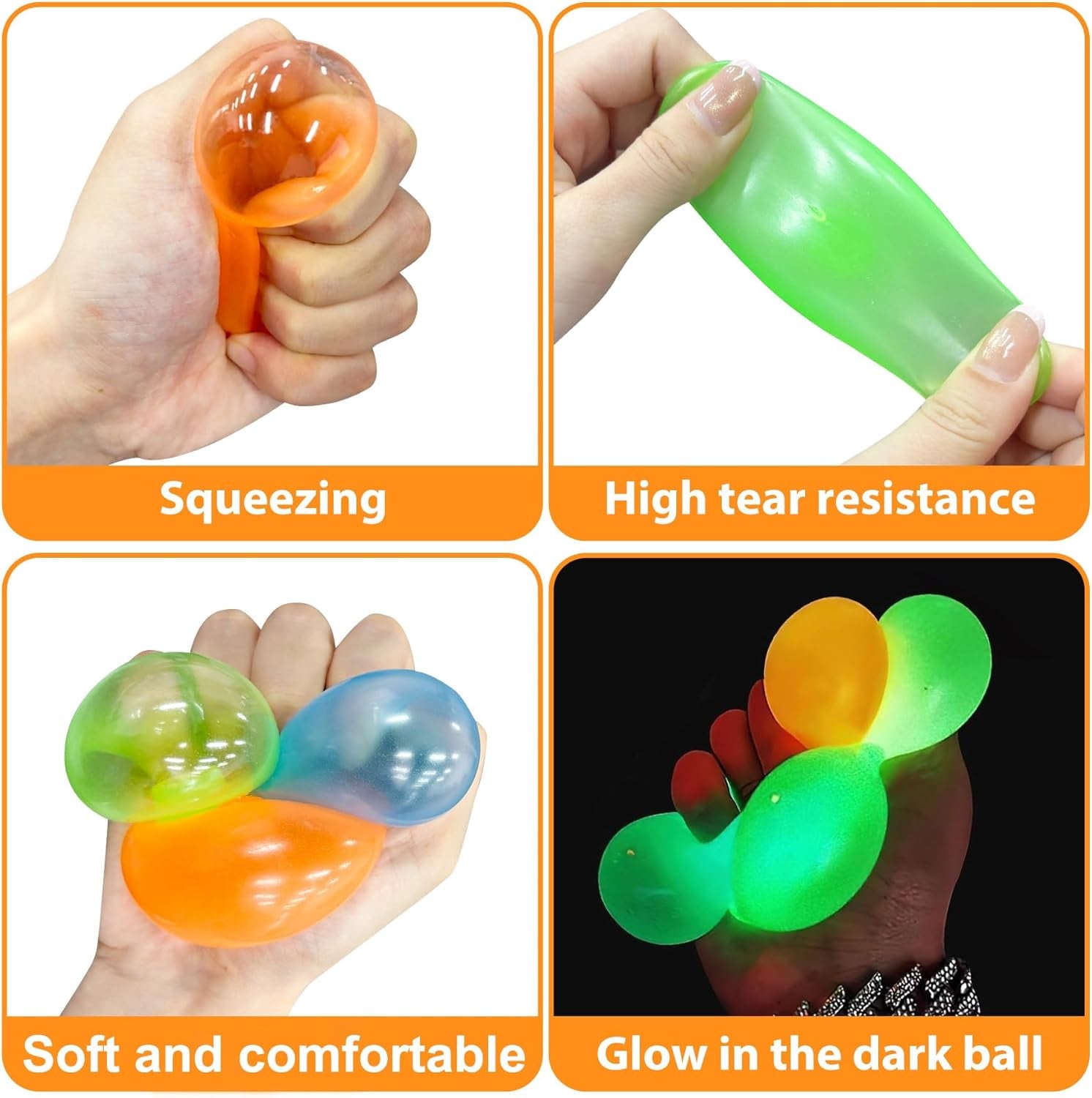 4 Pcs Sticky Balls, Sticky Ball for Ceiling,Glow in Dark Sticky Balls,Sticky Ball for Kids,Stress Relieving Glow in Dark Toy Stick to Wall, Easter Basket Stuffers