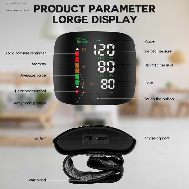 Rechargeable Wrist Blood Pressure Monitor with LED Touch Screen, Voice Broadcast & 99X2 Memory — Accurate Home BP Tracking Made Simple