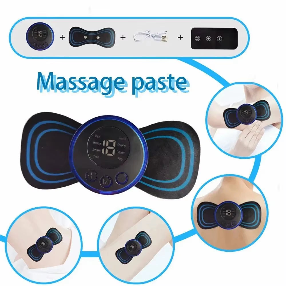Intelligent Mini Electric Neck Massager Charging Portable Shoulder and Neck Neck Massage Patch with Multiple Adjustable Levels ﻿