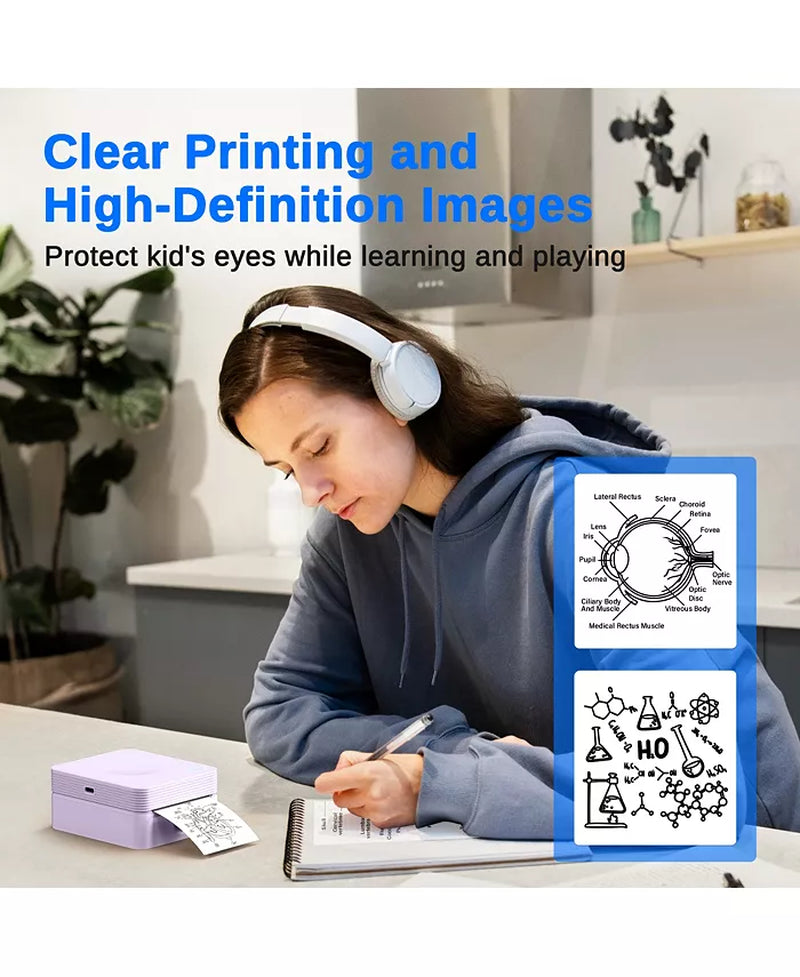 Sticker Printer, PM230 Mini Thermal Printer Bluetooth Portabel Sticker Maker with 3 Rolls of Paper, Print Pods Mini Printer with Multiple Templates for Phone & Tablet
