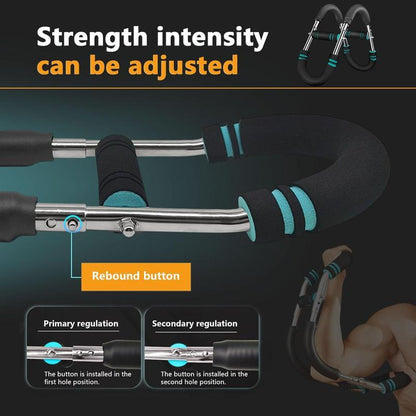 Men’S Arm Trainer, Adjustable Chest & Arm Strength Workout Bar, Portable Resistance Power Twister for Home Gym Training