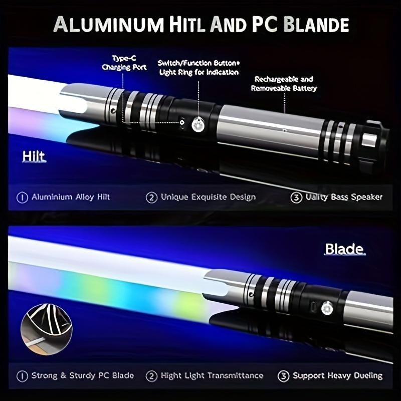 DUPENGDA 115 PIXEL Heavy Duty Metal Handle Duel Light Saber, 32 Sound Effects, 16 Colors, with SD Card, 32-Inch PC Material Blade, Suitable for Outdoor Sports, Halloween Cosplay, Send Family and Friends Birthdays Christmas Best Gift