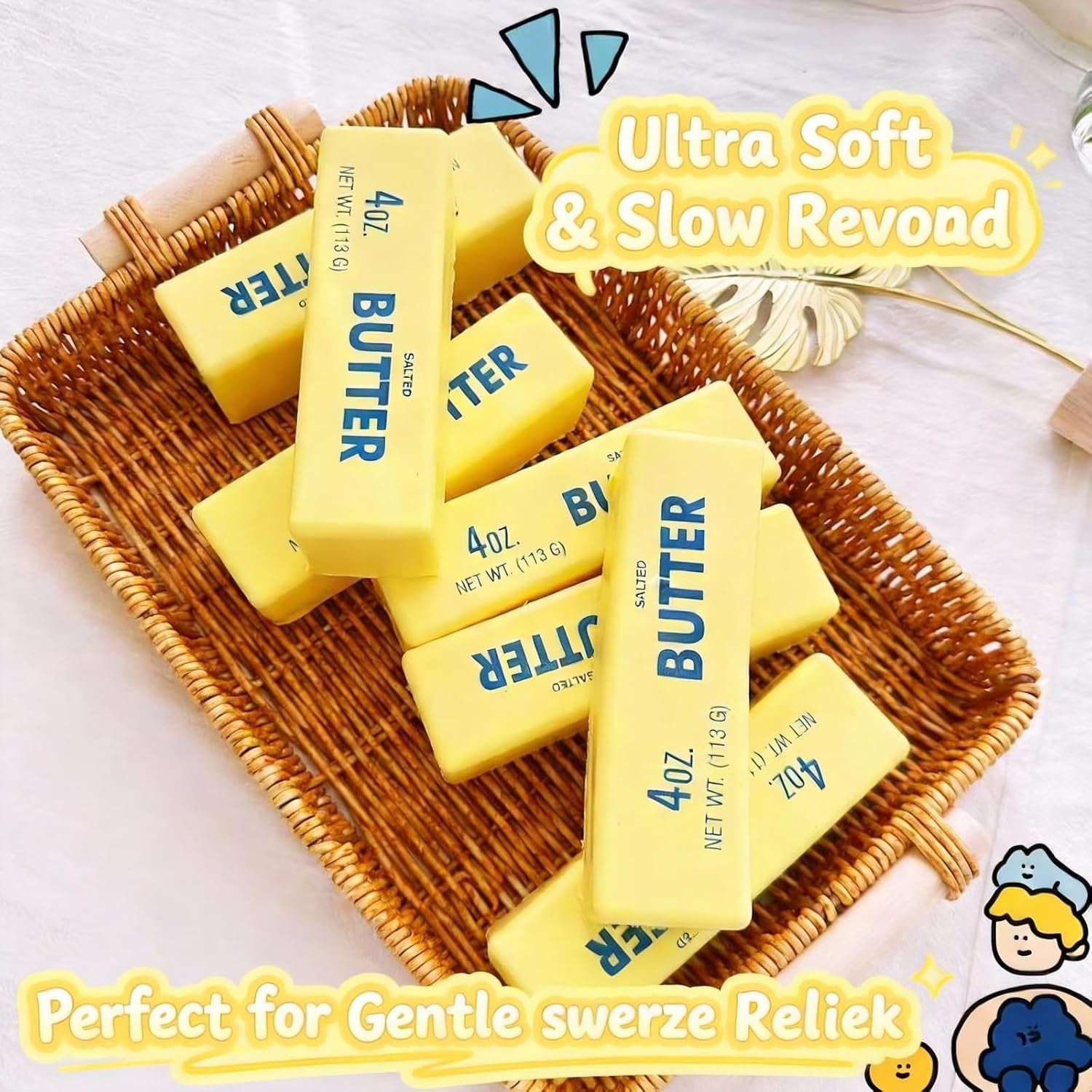 Taba Slow Rising Squishy Butter Squeeze Toys Sensory Stress Relief Squishies Soft & Stretchy Fidget Toys for Anxiety Relief, Party Favors, Goodie Bag Fillers