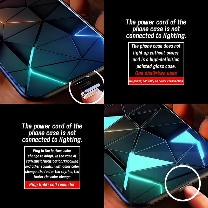 Lightning Fluorescent Geometric White Glass Apple Phone Case