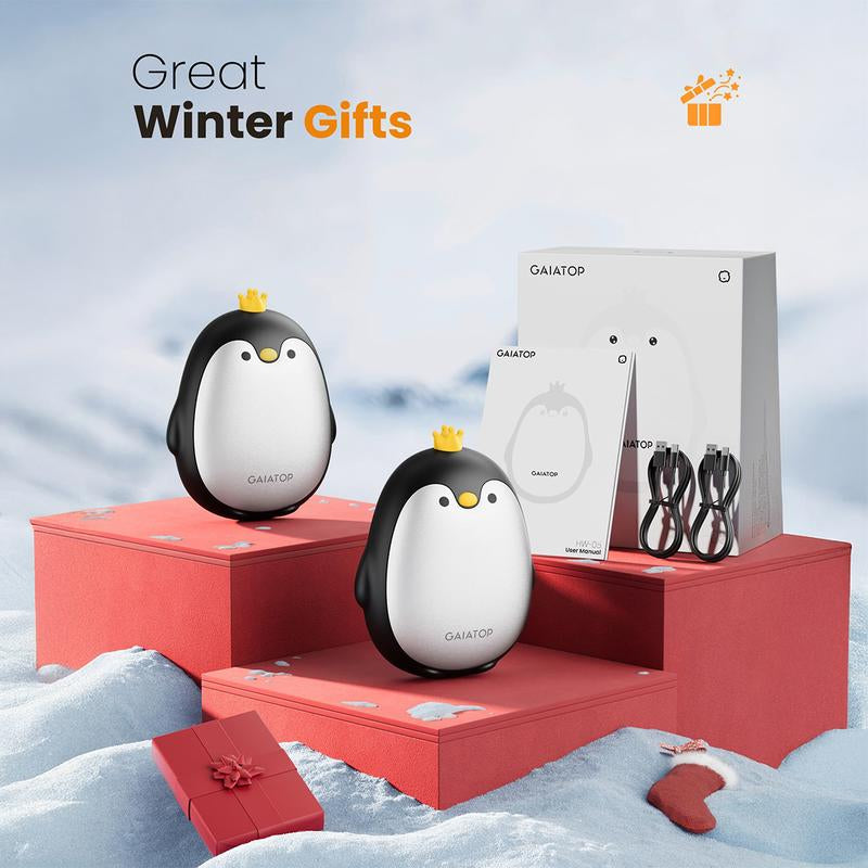 Stay Warm Anywhere GAIATOP Penguin Hand Warmers 2-Pack | 3 Heat Settings, Portable & Rechargeable | Camping, Hunting, Golf, Perfect Gift for Women & Men