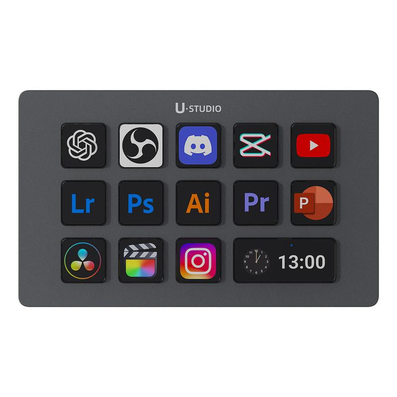 Ulanzi D200H Gaming Stream Controller,Control Pad, 7-In-1 Deck U-Studio Stream Controller Keyboard，With 14 LCD Keys, 13 Customizable Macro Keys Dock to Control Apps and Software, Trigger Actions in OBS, Twitch, Youtube, for Mac/Pc