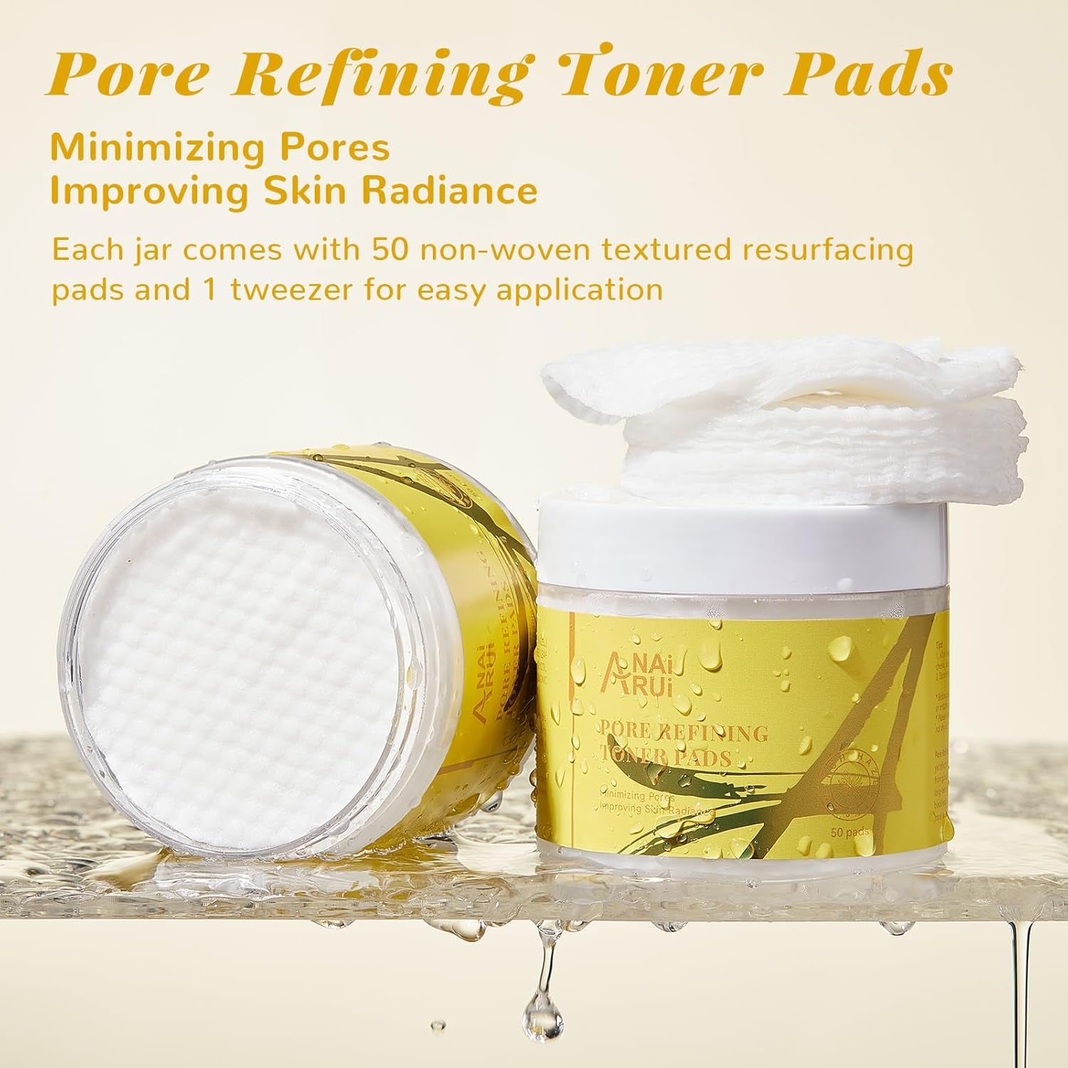 Pore Minimizing Pads, with Witch Hazel, PHA, Salicylic Acid, Niacinamide, Facial Toner for Exfoliation and Minimizing Pores, Improving Skin Tone, 50 Pads