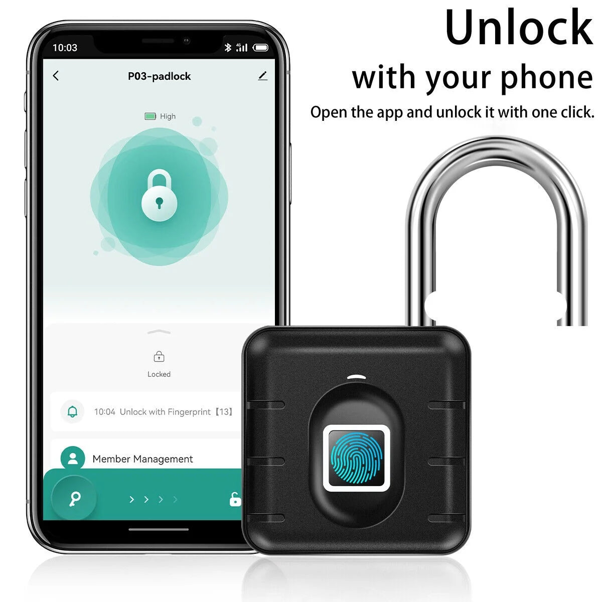 Waterproof Fingerprint Padlock Lock Smart APP Bluetooth Lock Door Keyless