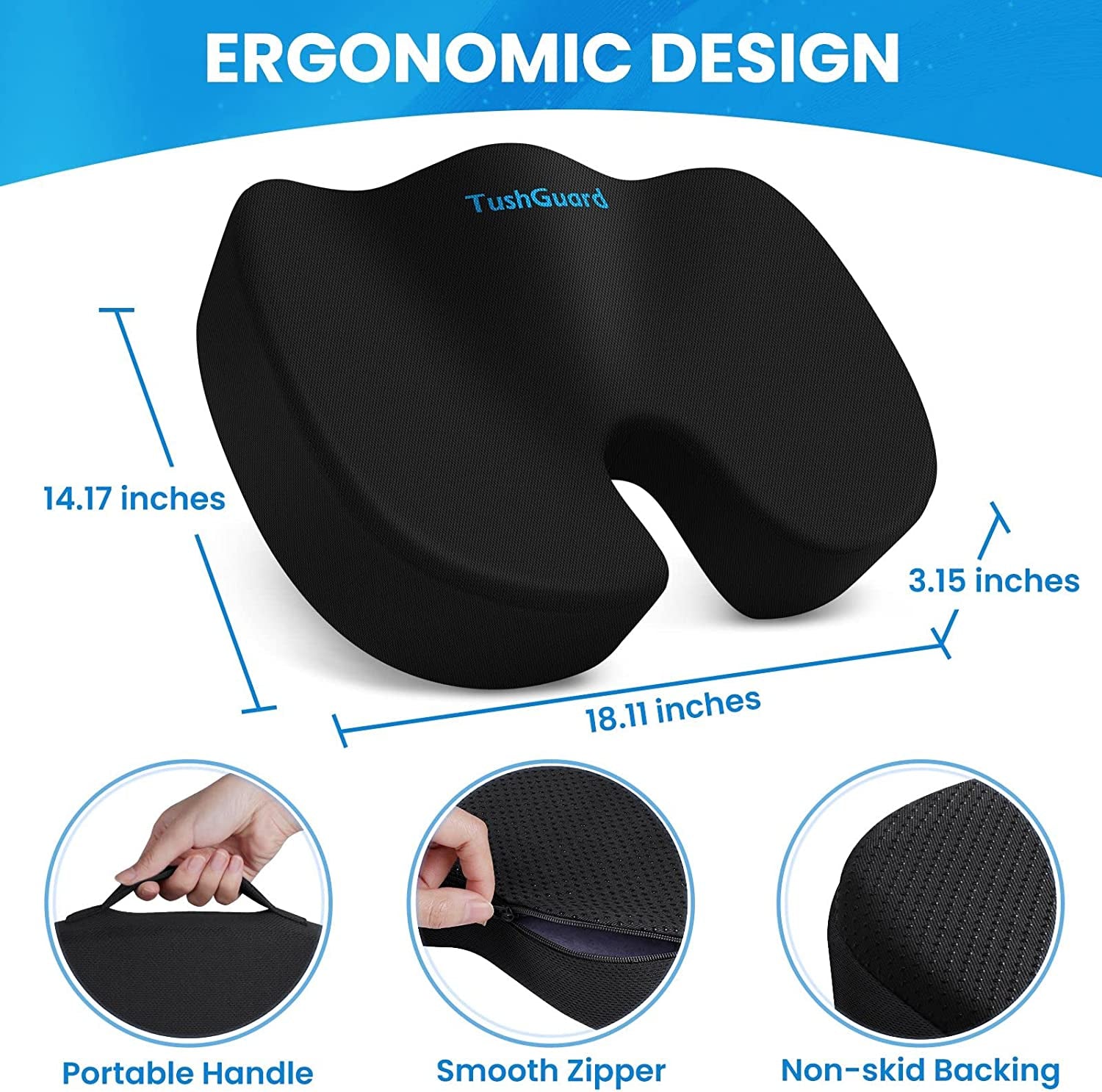 Memory Foam Seat Cushion,Non-Sl