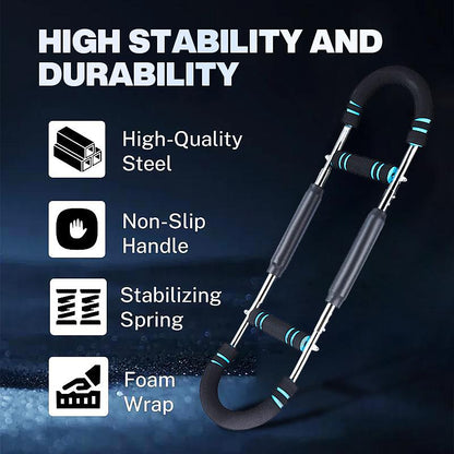 Men’S Arm Trainer, Adjustable Chest & Arm Strength Workout Bar, Portable Resistance Power Twister for Home Gym Training