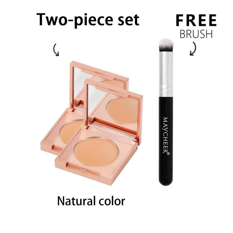 Maycheer-Soft Matte Waterproof Concealer Set 2 Pieces & Free Brush Colored Tone CC Eye Concealer Soft Matte Concealer Lightweight and Matte Adapts to Natural Skin Waterproof and Sweatproof Does Not Remove Makeup Concealer Cosmetic Box Moisturizer