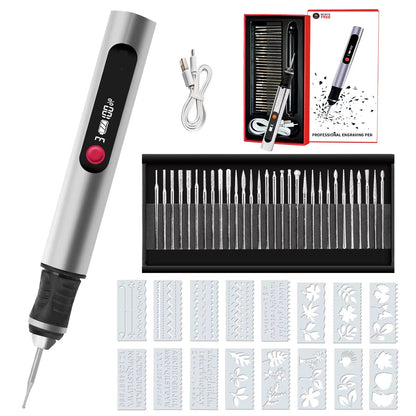 Electric Engraving Pen - LCD Display Multi-Function Nail Drill Kit - Rechargeable Lithium Battery - for Carving & Polishing