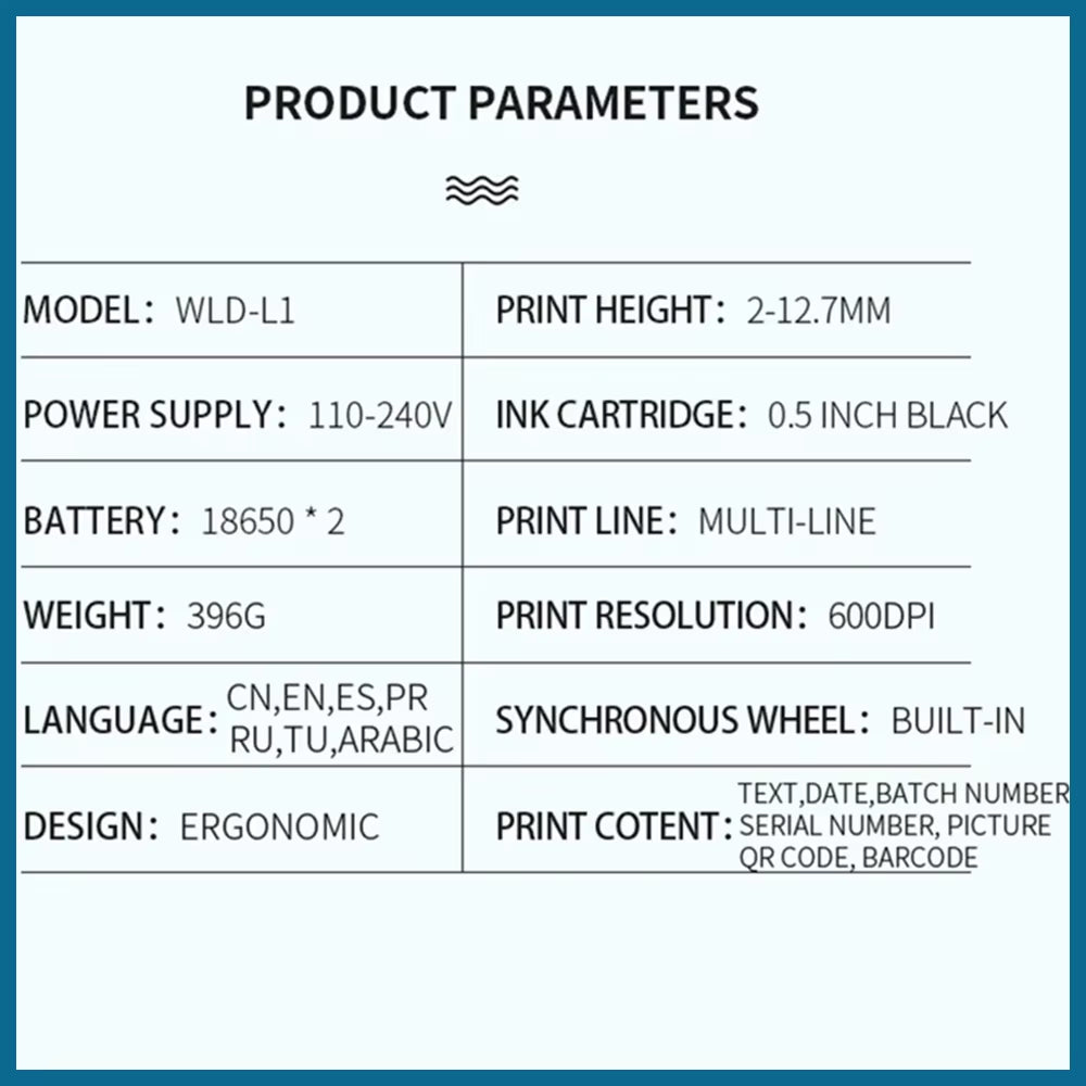 Portable Handheld Inkjet Printer - Date/Batch No./Barcode/Qr Code/Logo Printer for Labels Coding Industrial Inkjet Coder