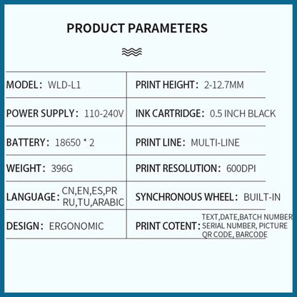Portable Handheld Inkjet Printer - Date/Batch No./Barcode/Qr Code/Logo Printer for Labels Coding Industrial Inkjet Coder